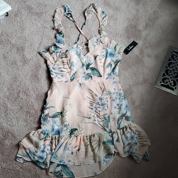 NWT Sunrise Journey Blush Pink Floral Print Ruffle - Picture 6 of 7